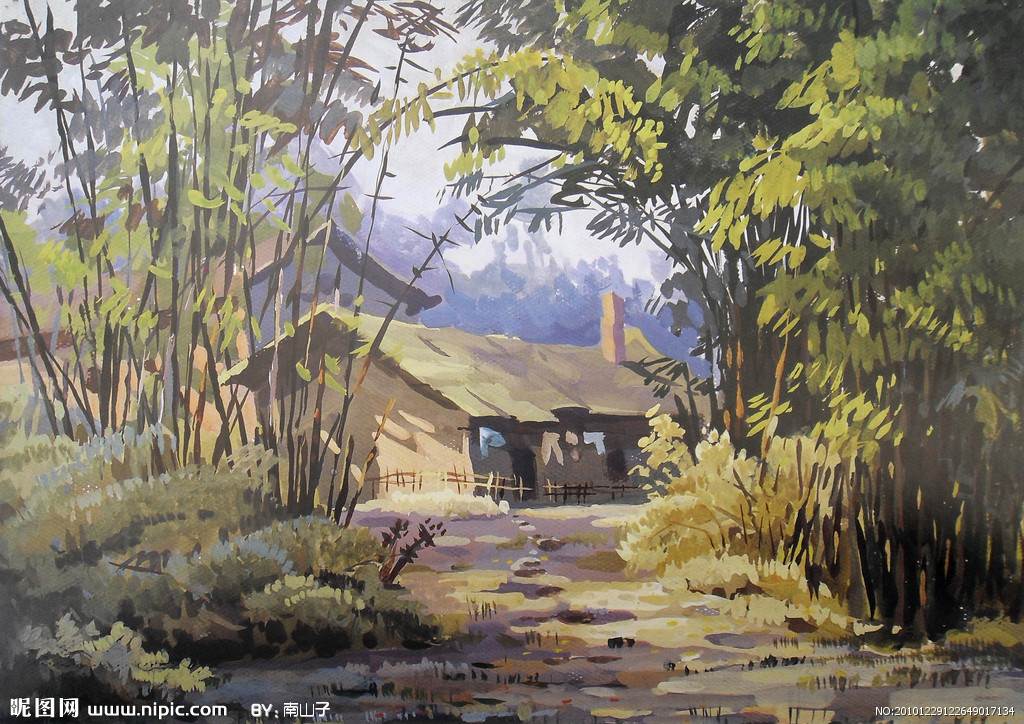 风景水粉画