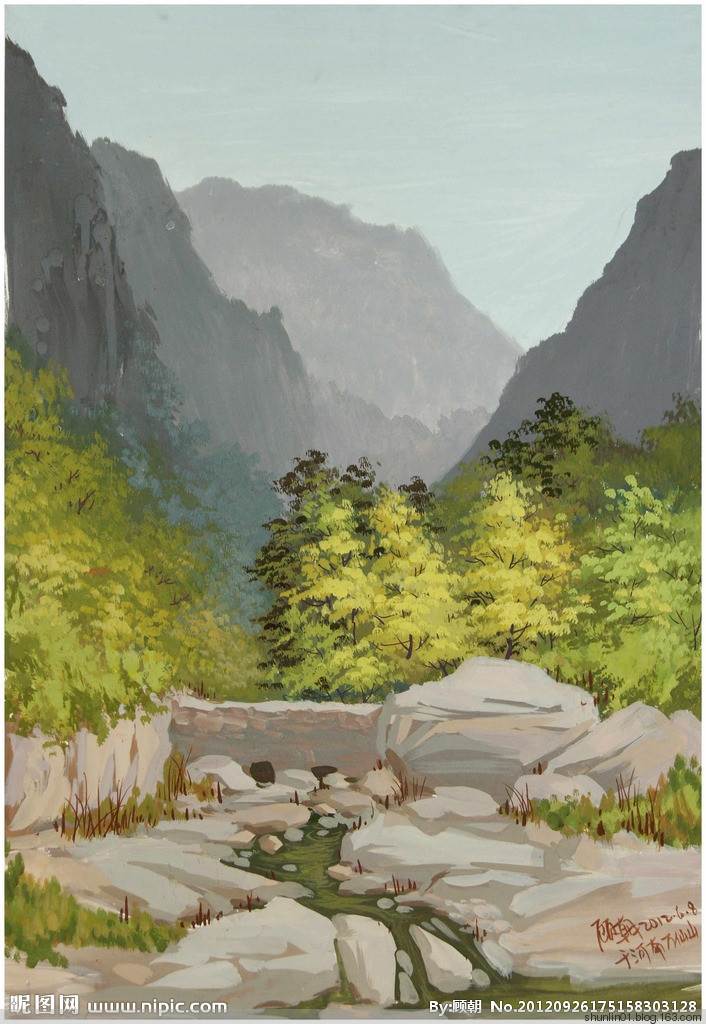 风景水粉画