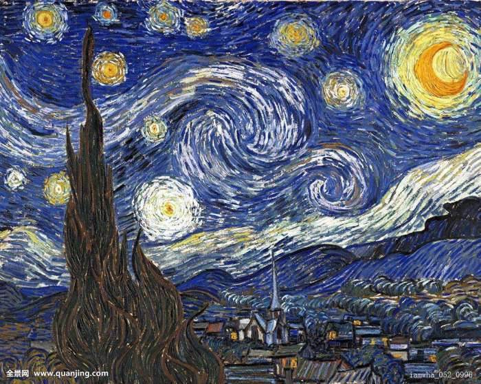 水粉画星空