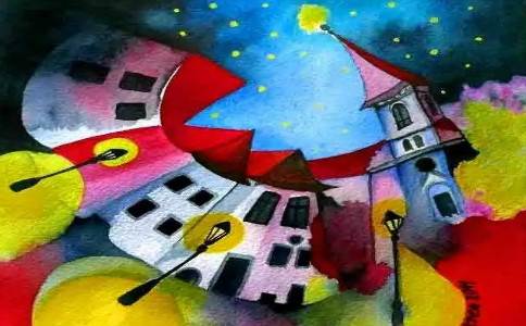 超级简单的水粉画