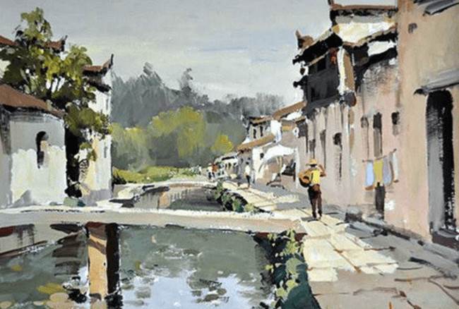 风景水粉画