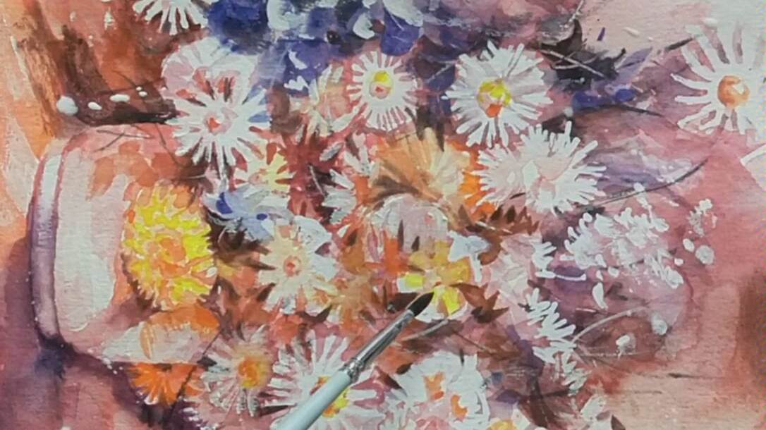 暖色水彩画