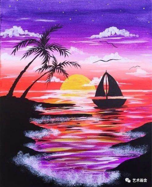 海边水粉画