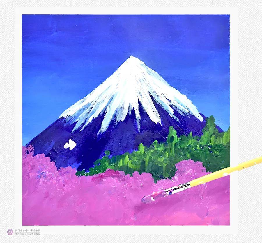 富士山水粉画