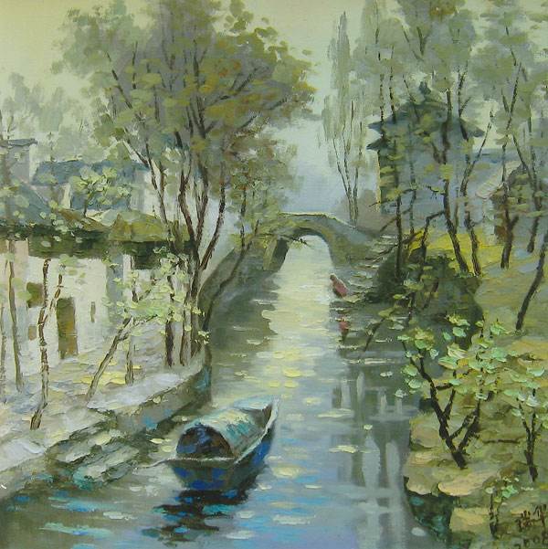 水粉画风景简单