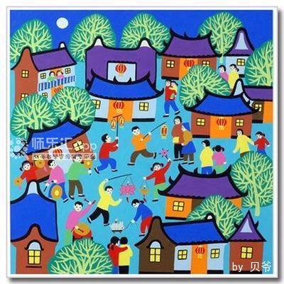 以新年为主题的水粉画