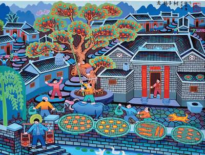 以新年为主题的水粉画