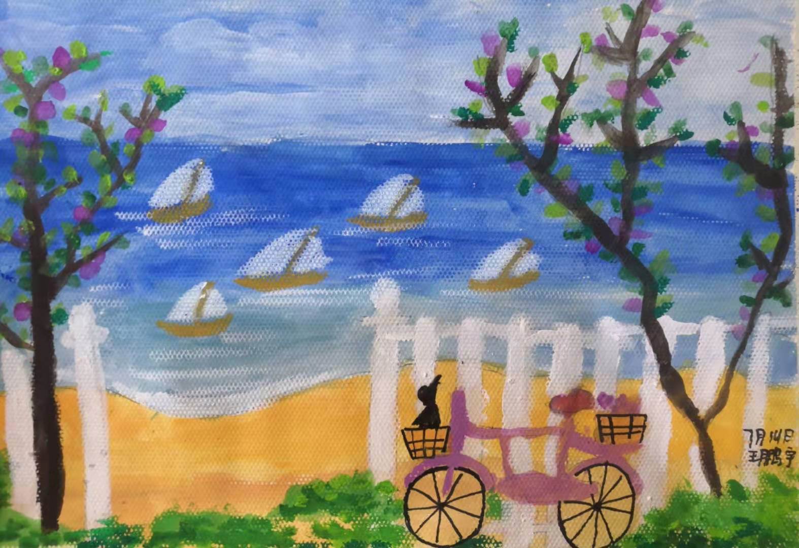 海边水粉画