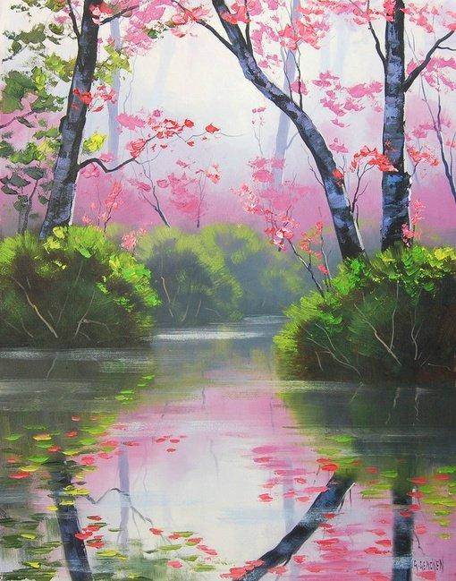 水粉画风景简单
