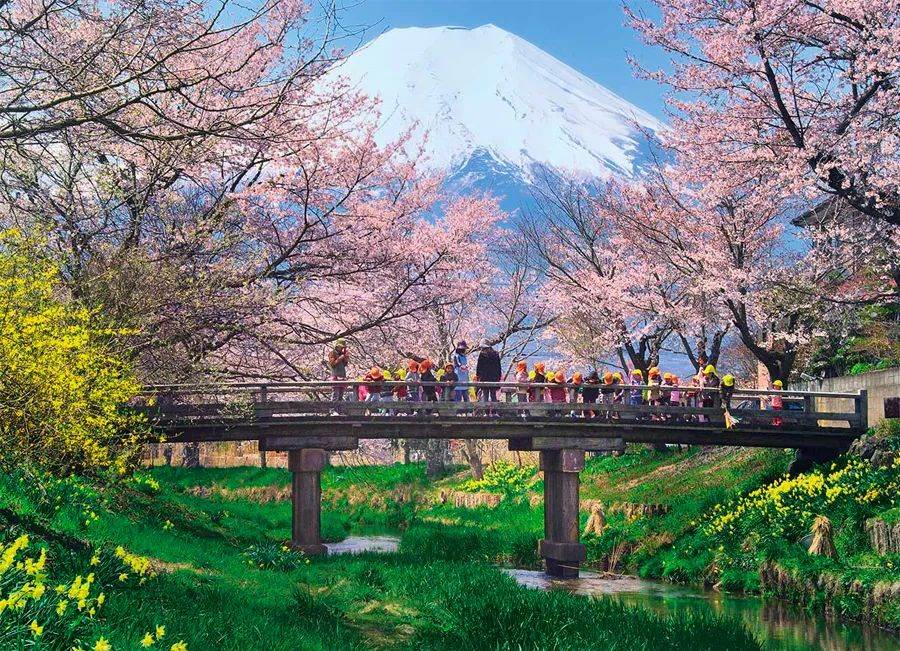水粉画富士山