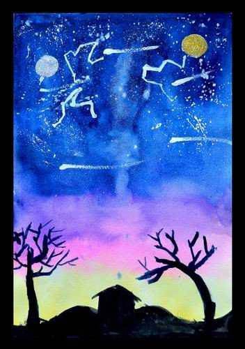 星空的水粉画