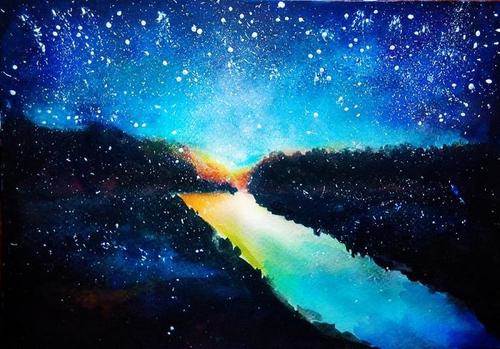 星空的水粉画