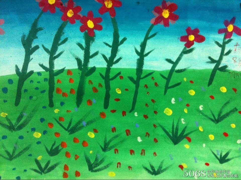 草原水粉画