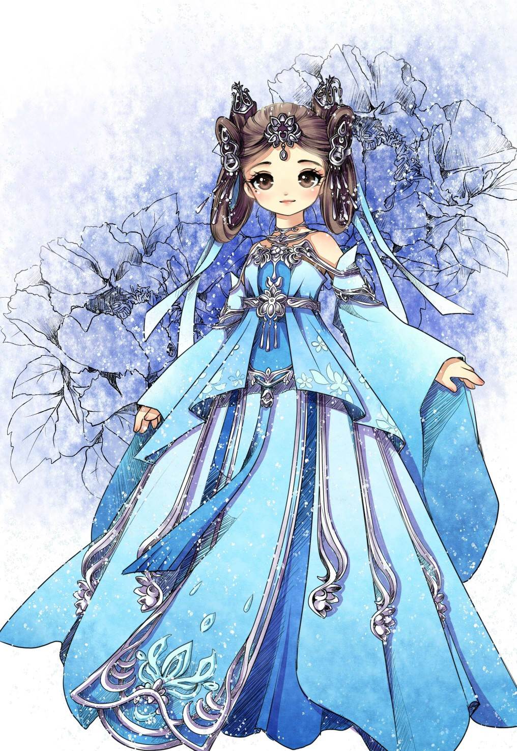 水粉画古风