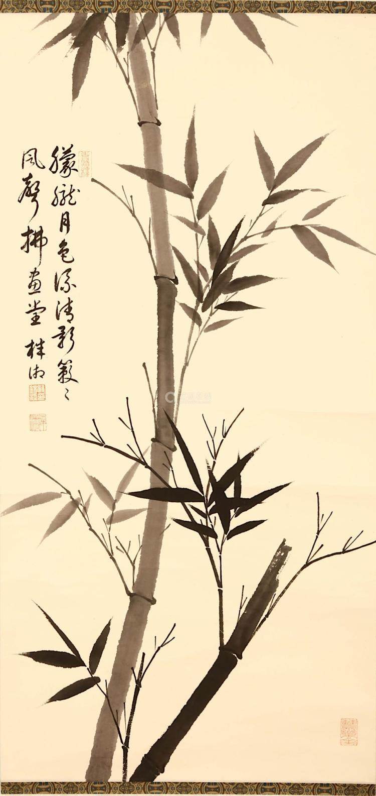 水粉画竹子