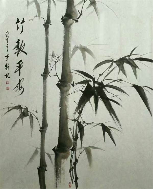水粉画竹子