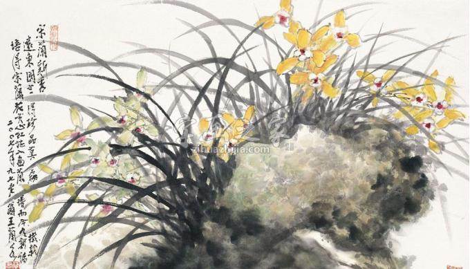 兰花水粉画