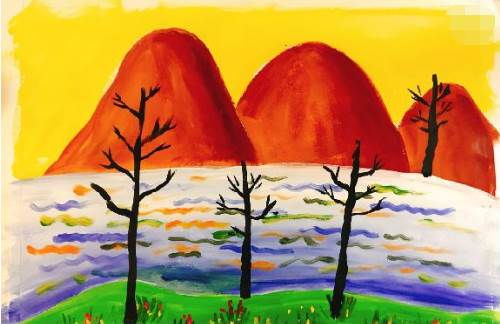 水粉画的风景画简单又漂亮