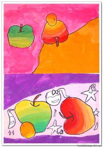 渐变色的水粉画