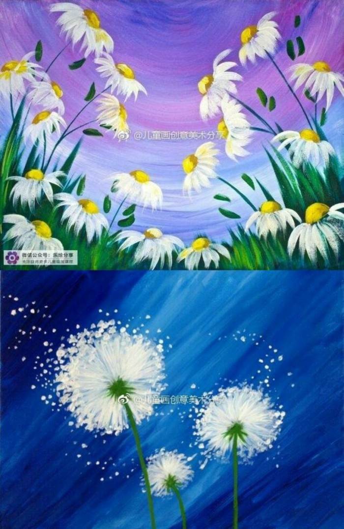 渐变色的水粉画