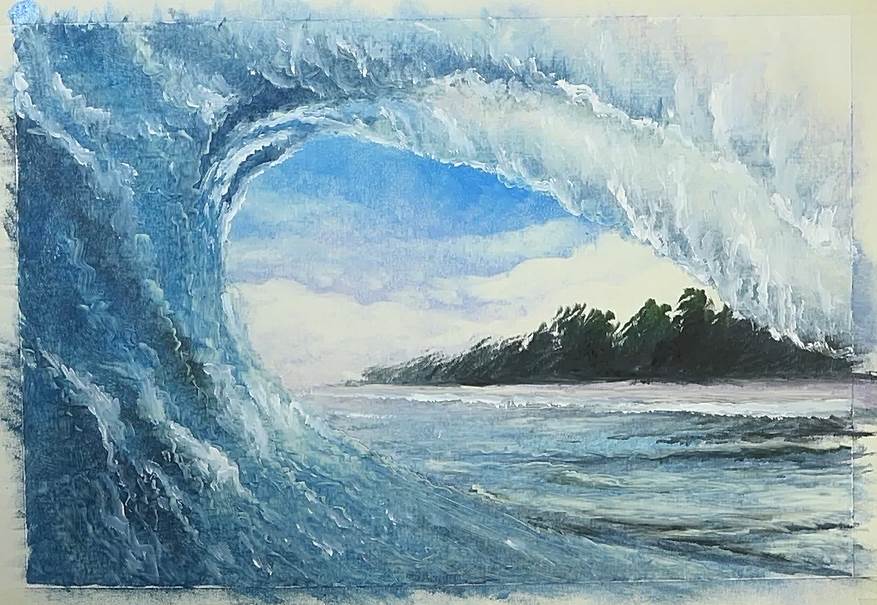 水粉画海浪怎么画