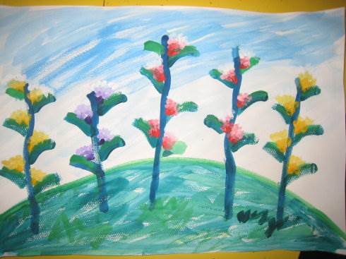 渐变色的水粉画