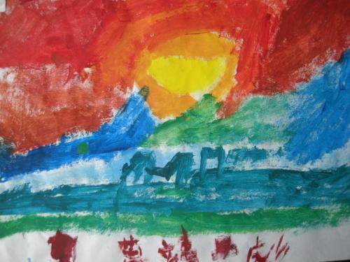 渐变色的水粉画