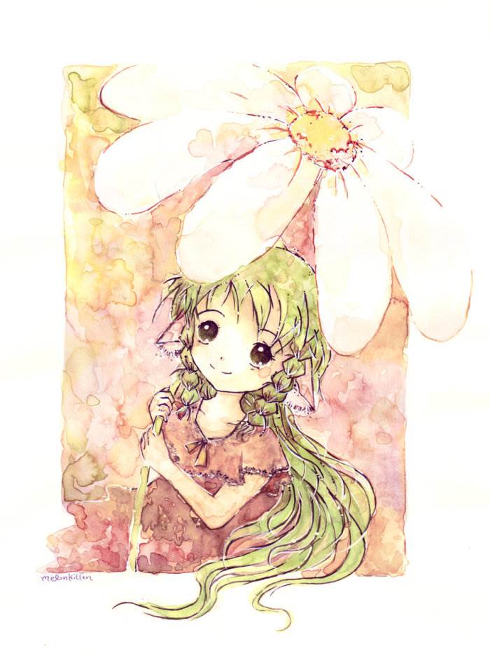 水彩画小女孩