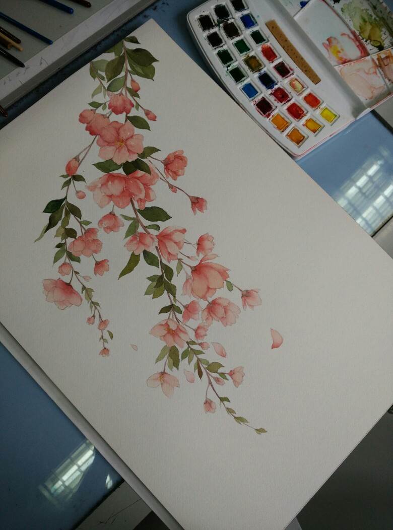 蔷薇水彩画