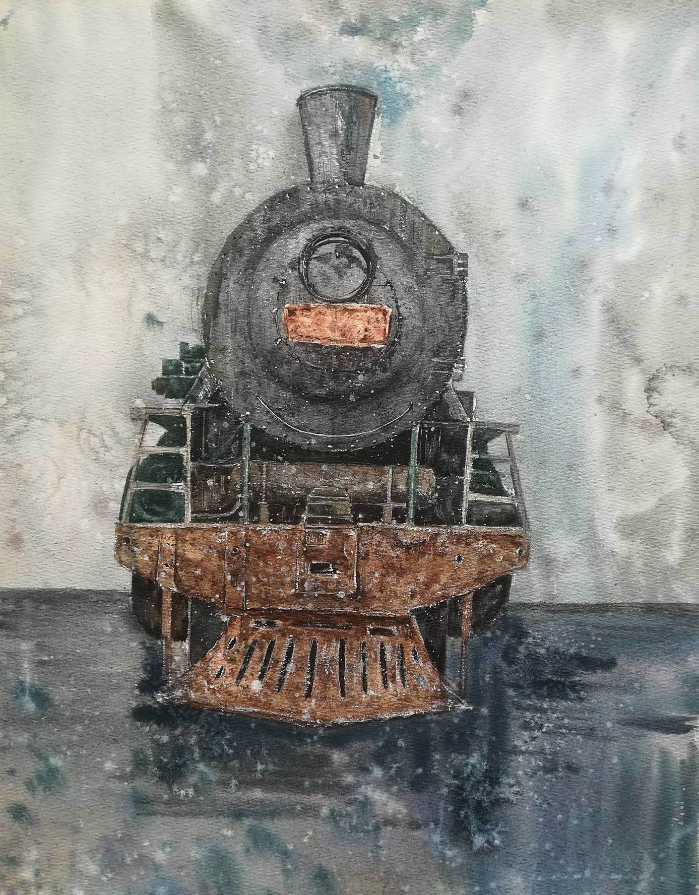 轮船水彩画