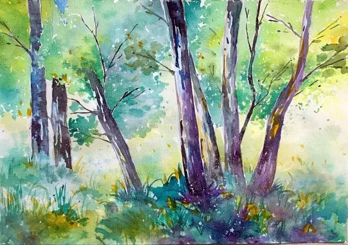 树木水彩画