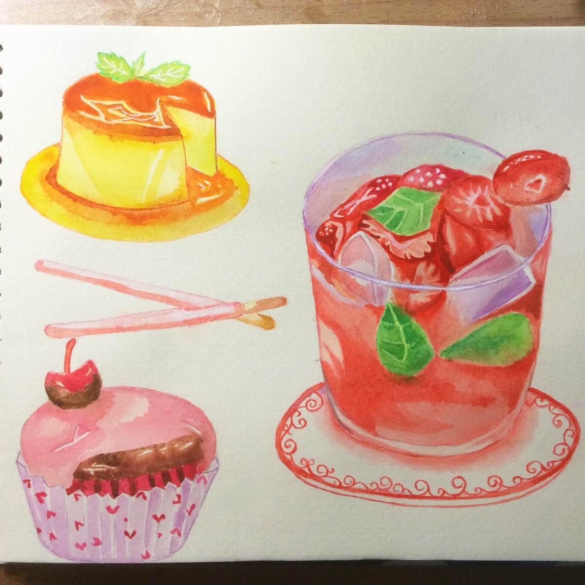 布丁水彩画
