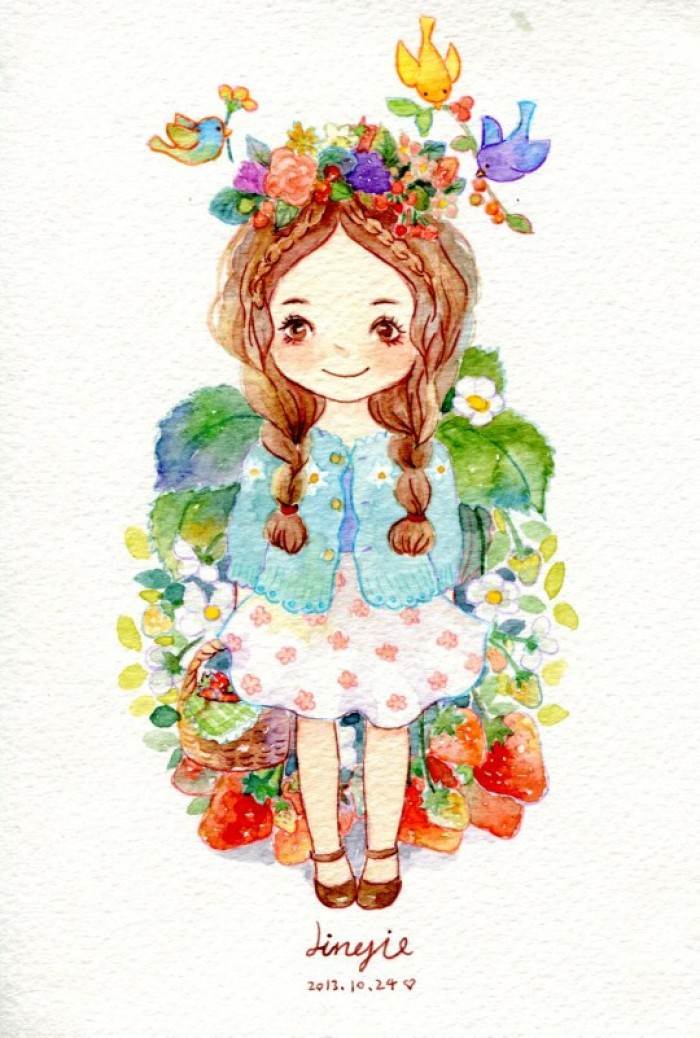 简单人物水彩画