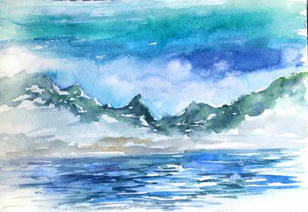 风景图水彩画