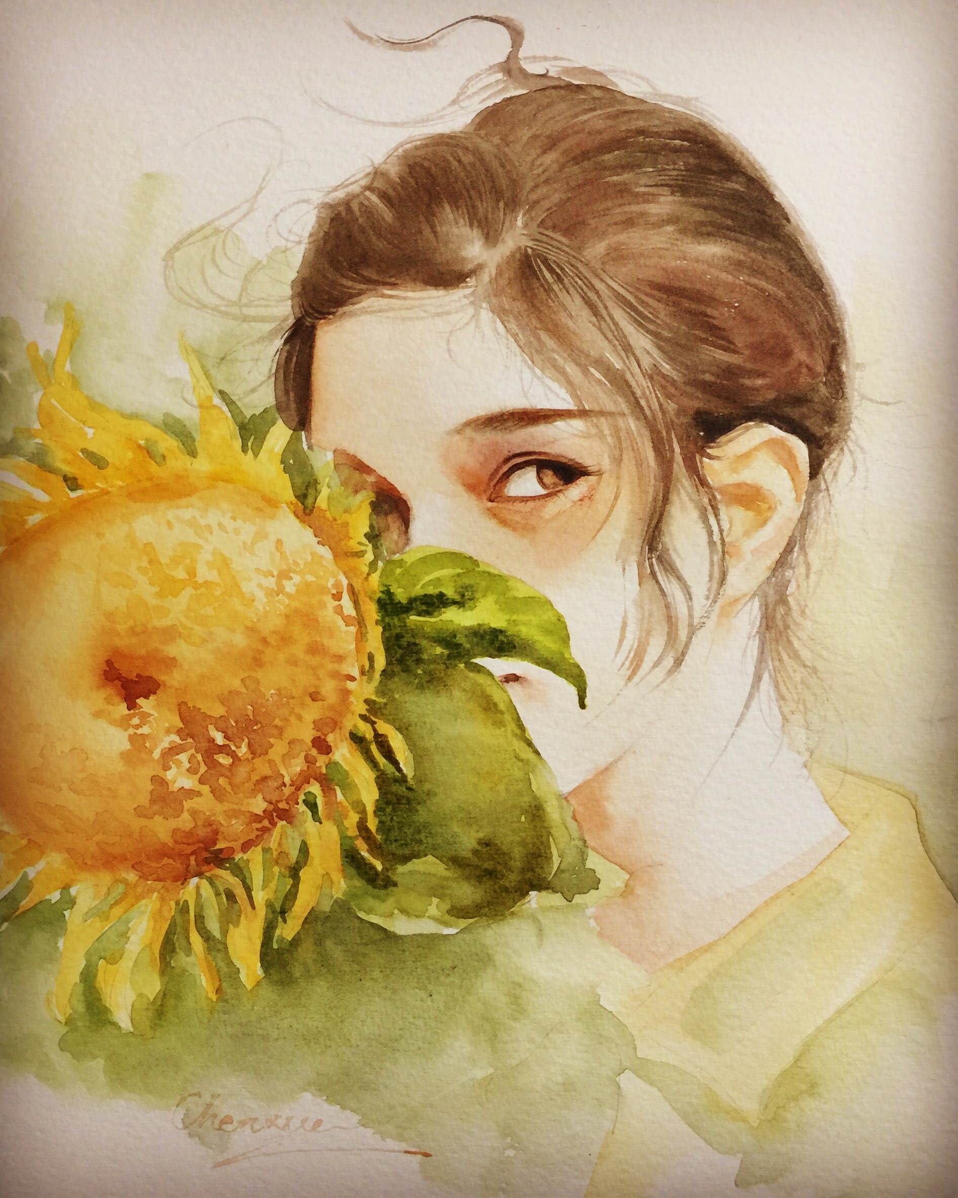 人物场景水彩画