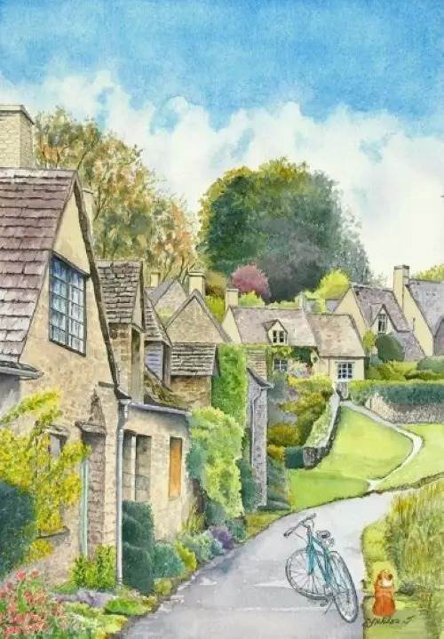 人物场景水彩画