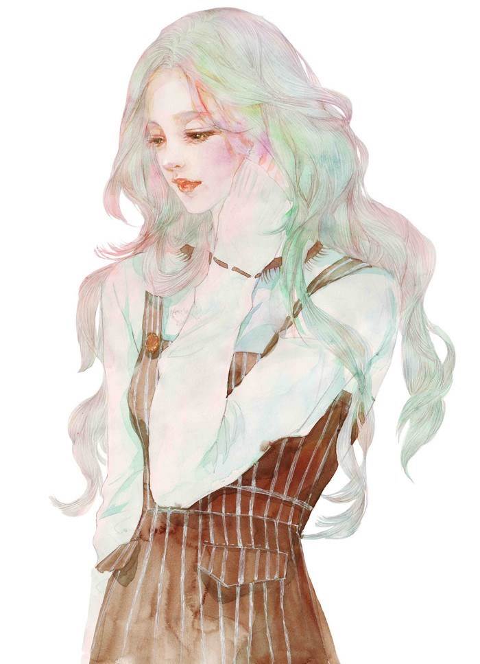 人物场景水彩画