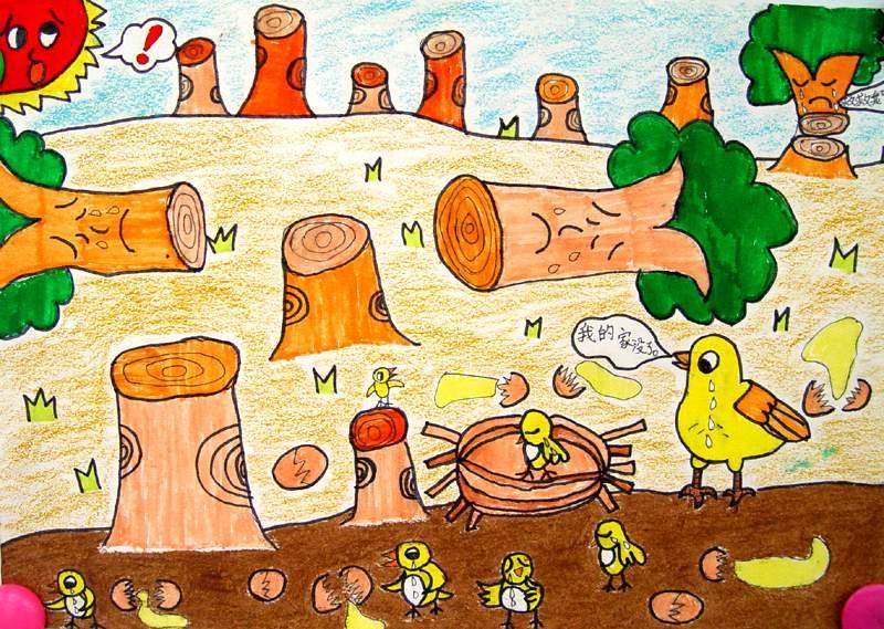 环保主题水彩画