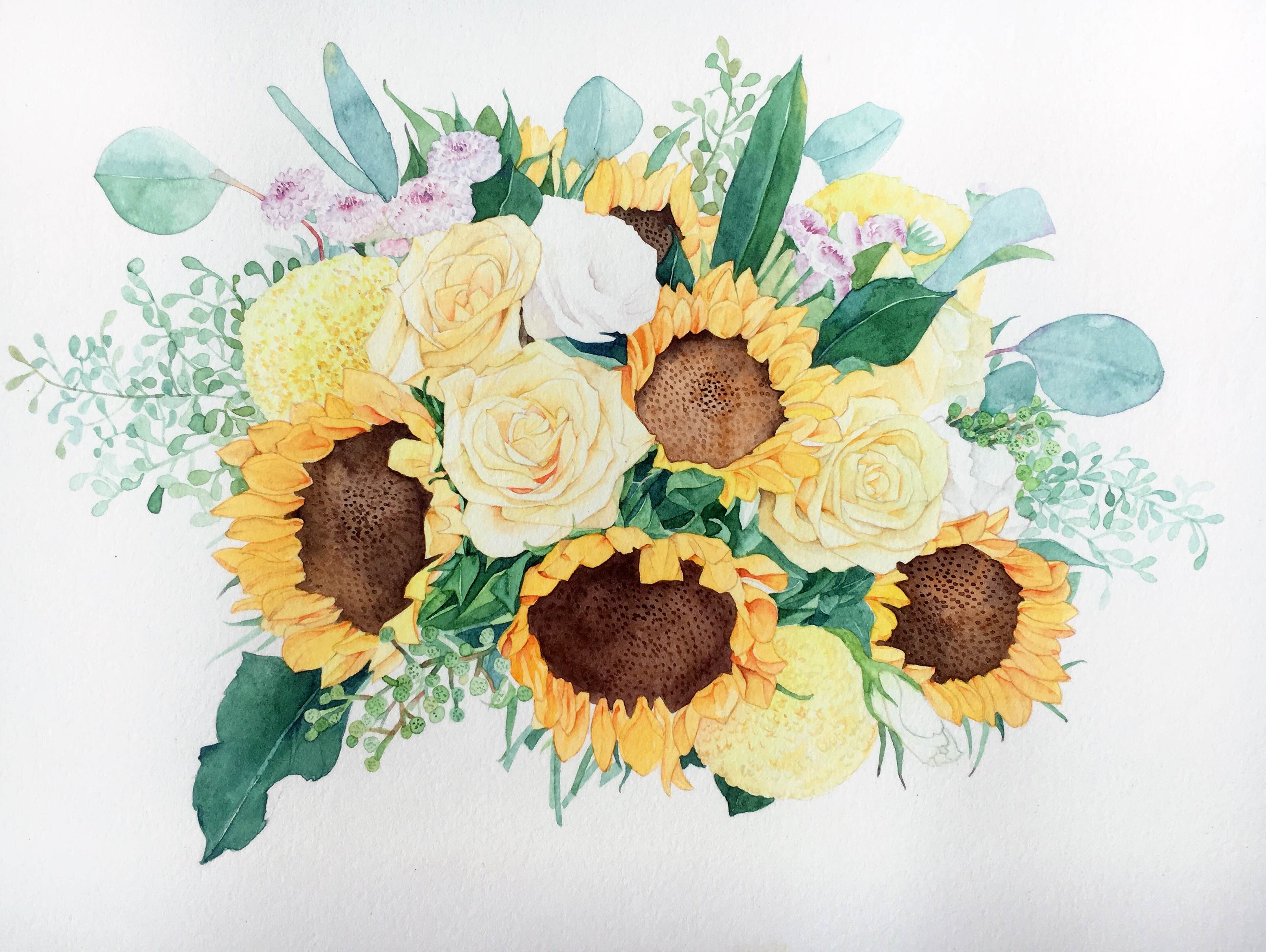 花束水彩画