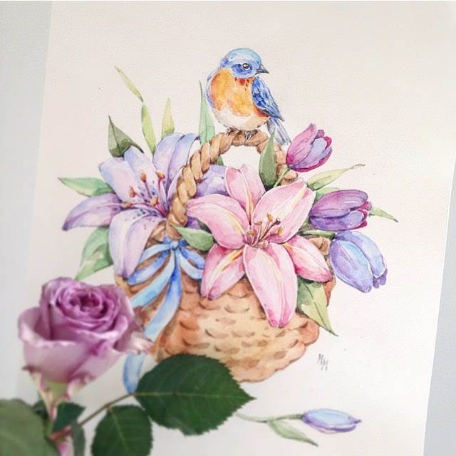 花束水彩画