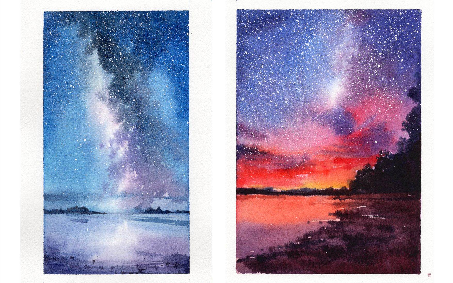 如何用水彩画星空