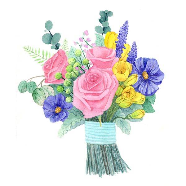 花束水彩画
