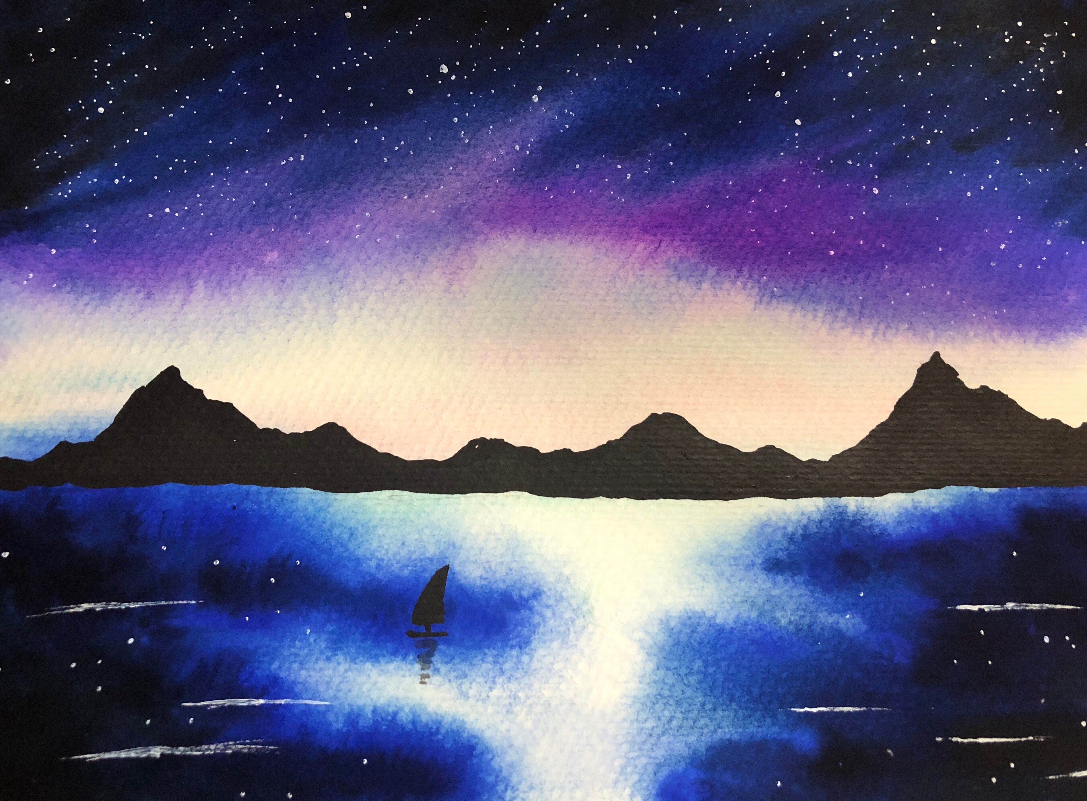 如何用水彩画星空