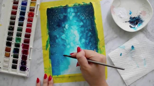 如何用水彩画星空