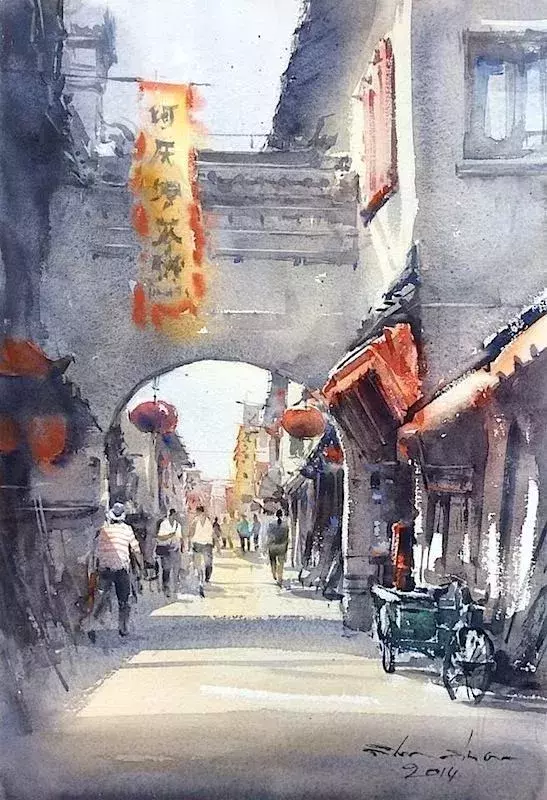 风景水彩画