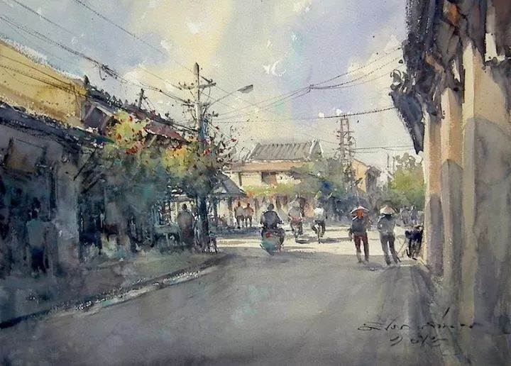 风景水彩画