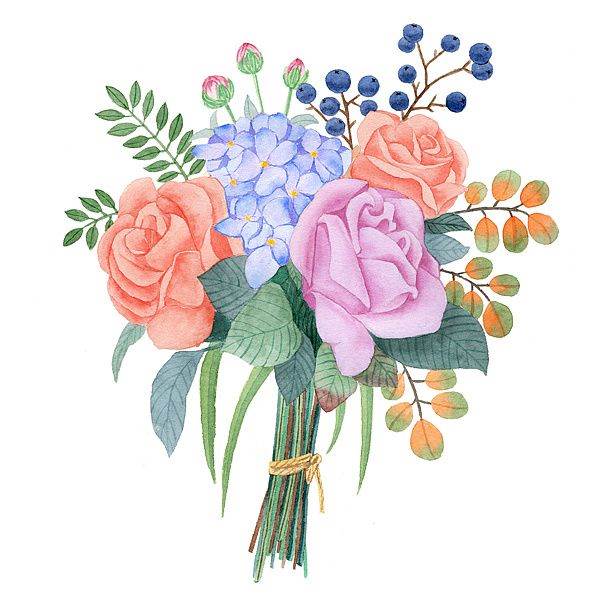 花束水彩画