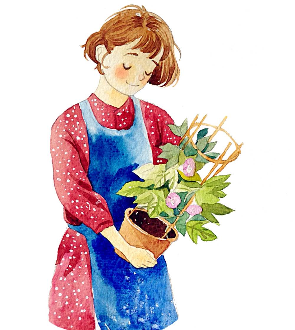 女孩水彩画
