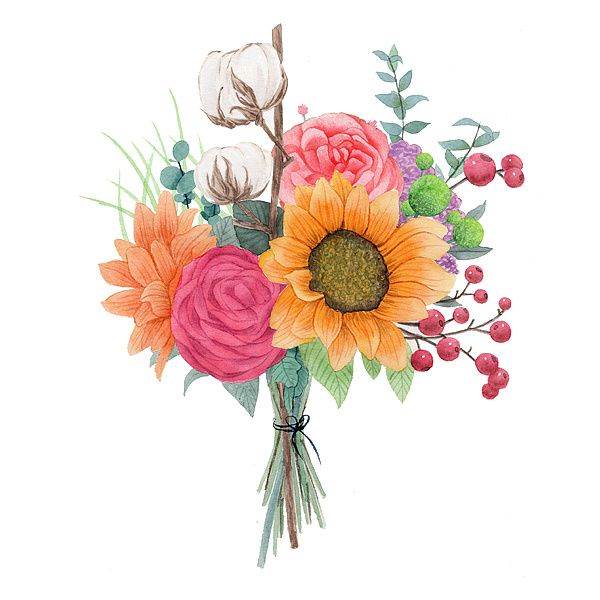 花束水彩画