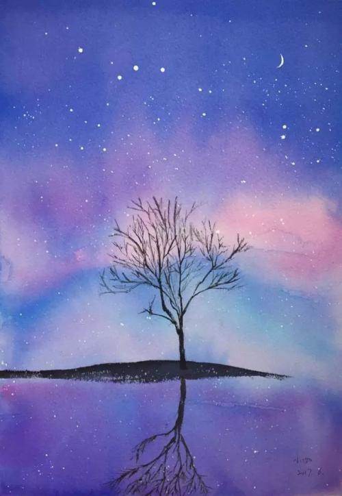 如何用水彩画星空